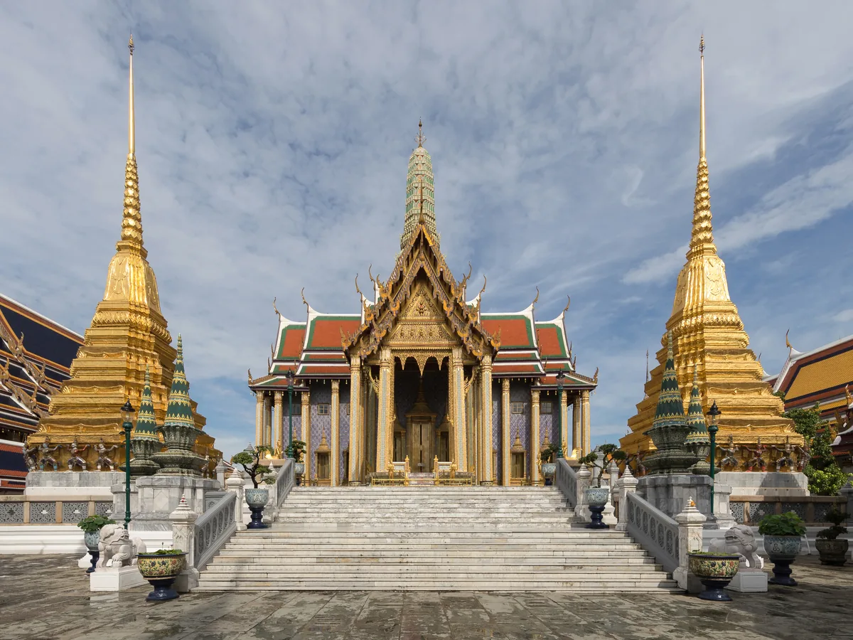 Wat Phra Kaew, the Temple of the Emerald Buddha, within the Grand Palace complex in Bangkok